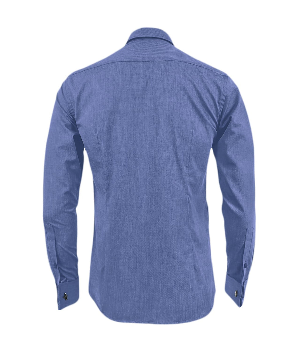 Camisa para corbata azul puño mancornas manga larga hombre XS a 10XL