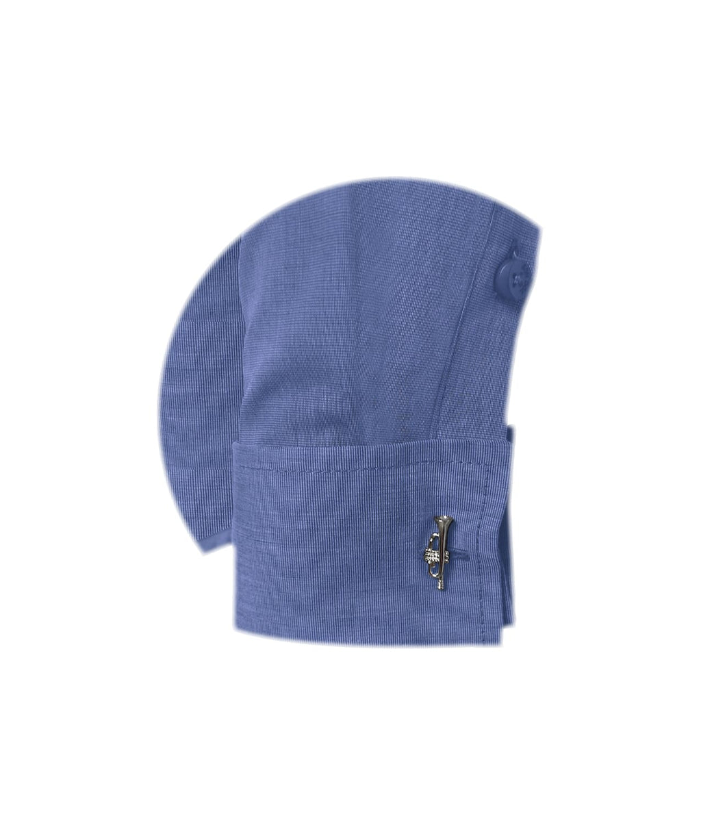 Camisa para corbata azul puño mancornas manga larga hombre XS a 10XL