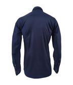 Camisa formal azul oscura puño mancornas manga larga hombre XS a 10XL