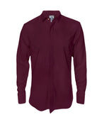 Camisa con botones escondidos vino tinto en 100% lino ocasión manga larga hombre XS a 10XL
