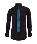 Camisa para corbata negra puño mancornas manga larga hombre XS a 10XL
