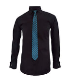 Camisa para corbata negra puño mancornas manga larga hombre XS a 10XL