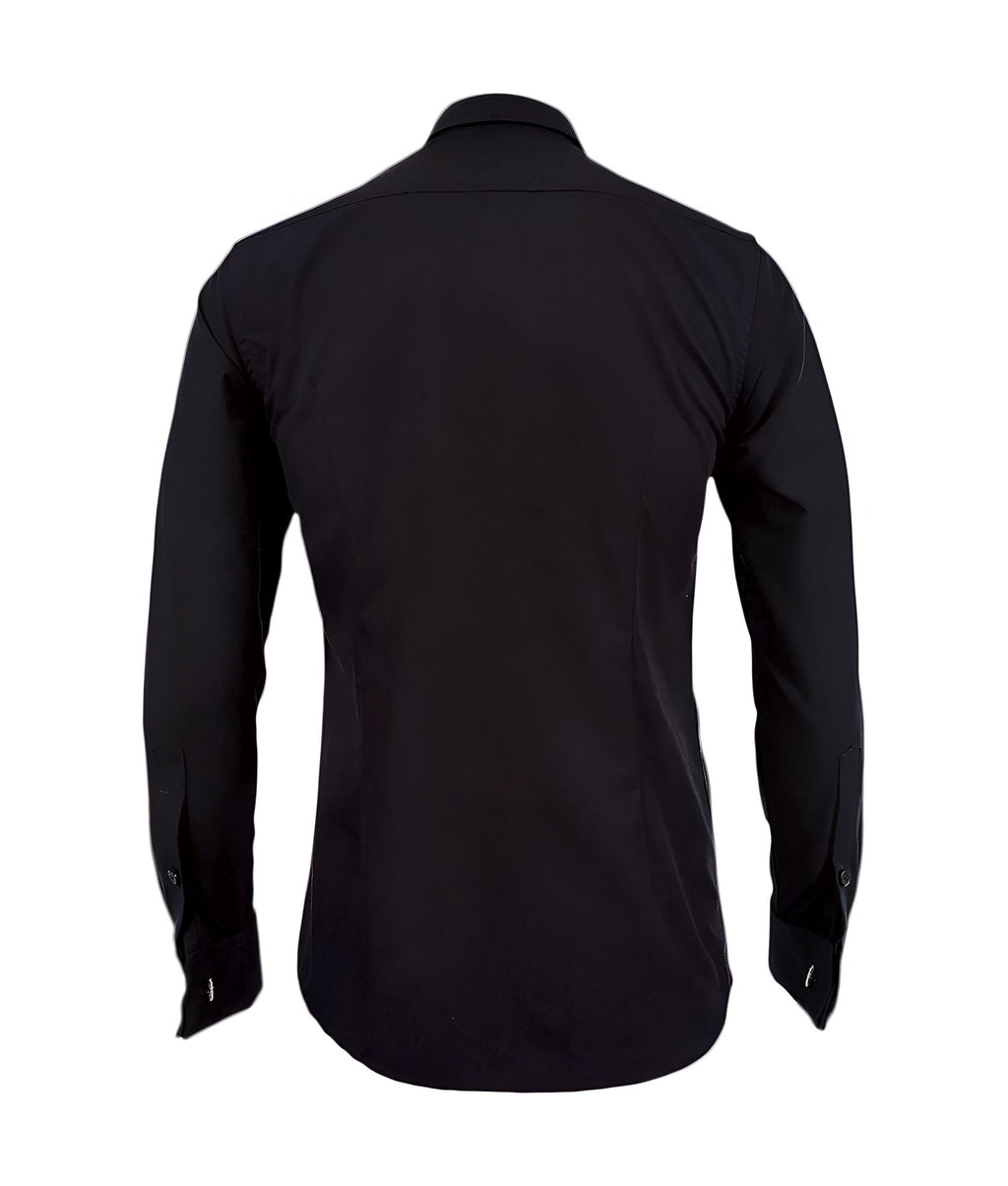 Camisa para corbata negra puño mancornas manga larga hombre XS a 10XL