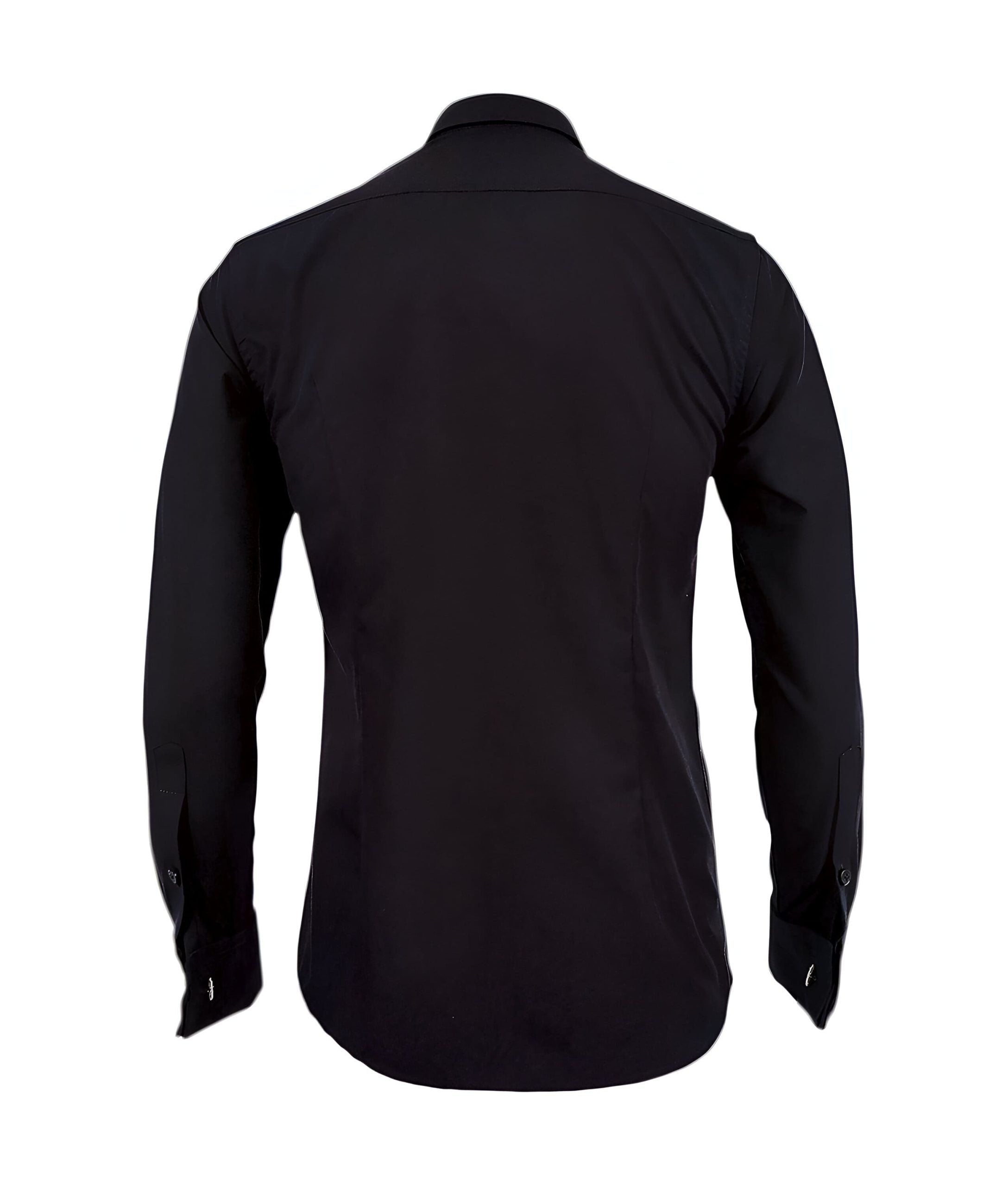 Camisa para corbata negra puño mancornas manga larga hombre XS a 10XL
