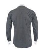 Camisa formal gris cuello y puños mancorna blancos hombre XS a 10XL