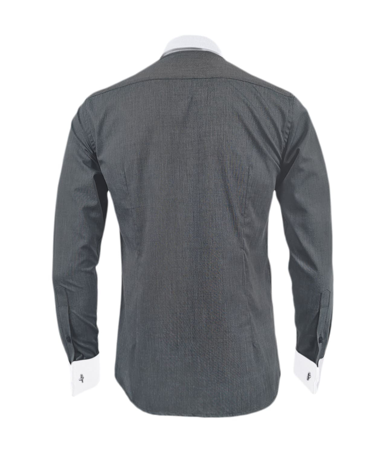 Camisa formal gris cuello y puños mancorna blancos hombre XS a 10XL