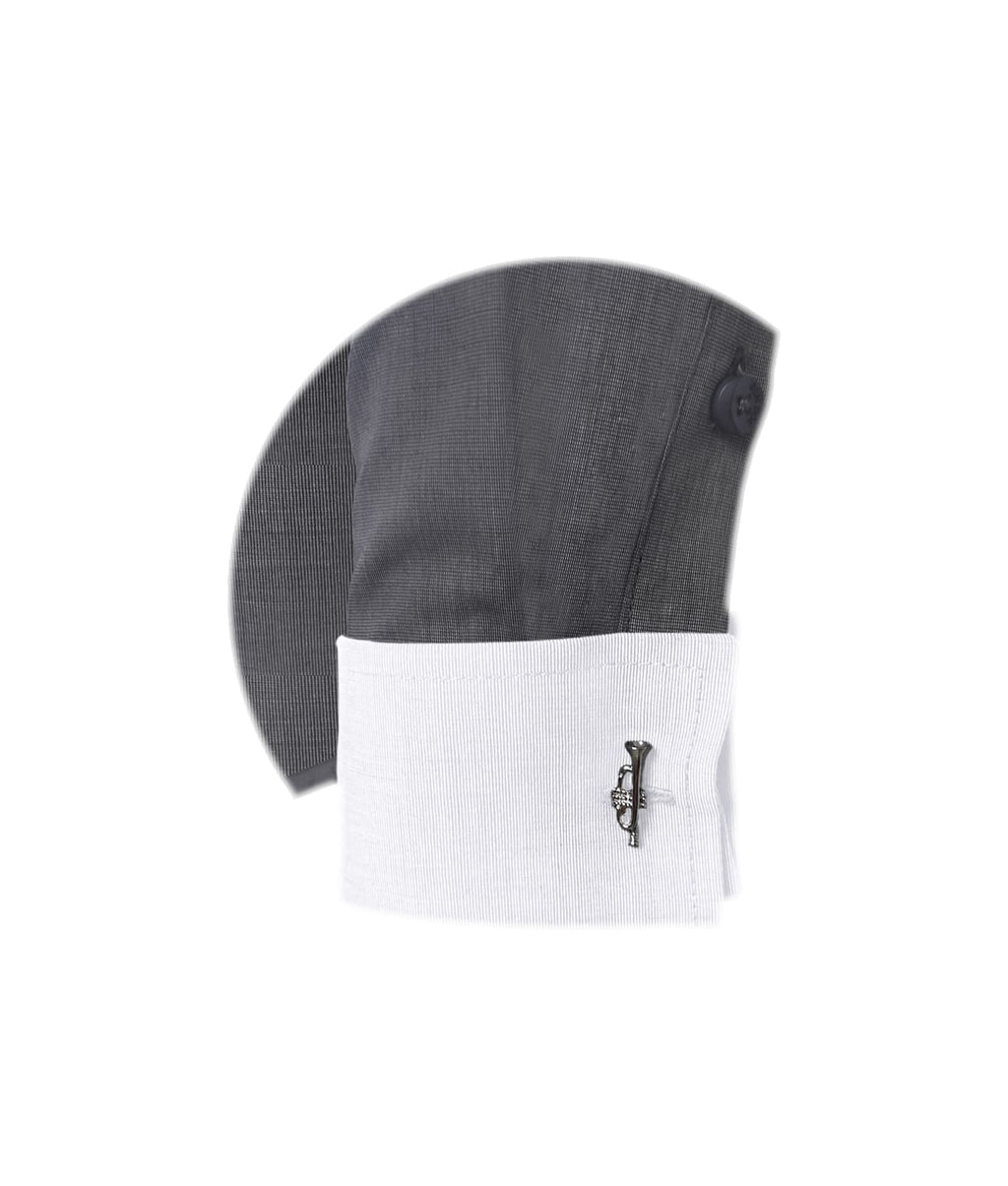Camisa formal gris cuello y puños mancorna blancos hombre XS a 10XL