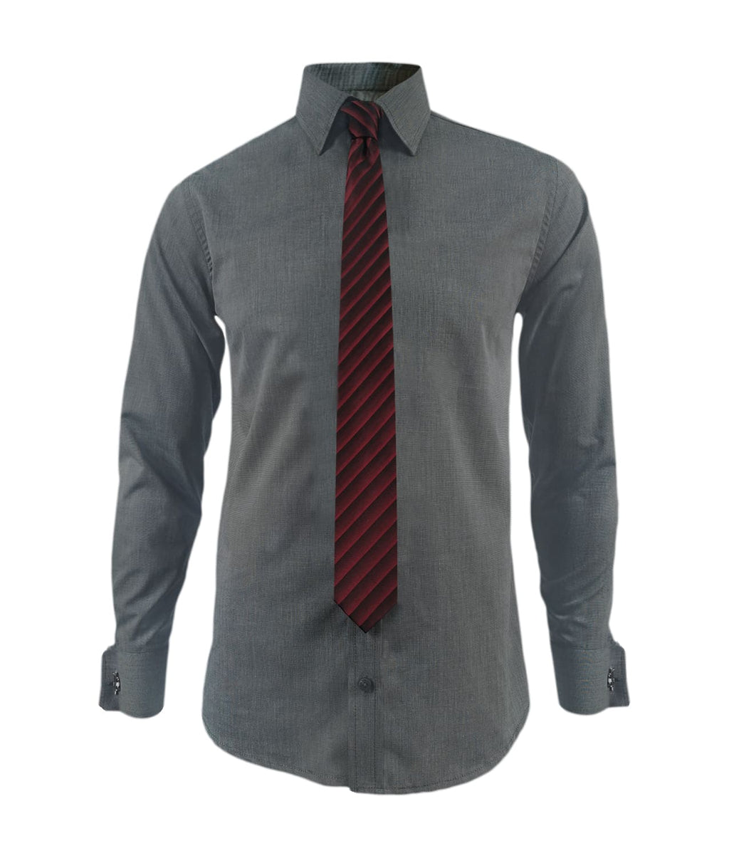 Camisa formal gris puño para mancornas manga larga hombre XS a 10XL