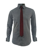 Camisa formal gris puño para mancornas manga larga hombre XS a 10XL