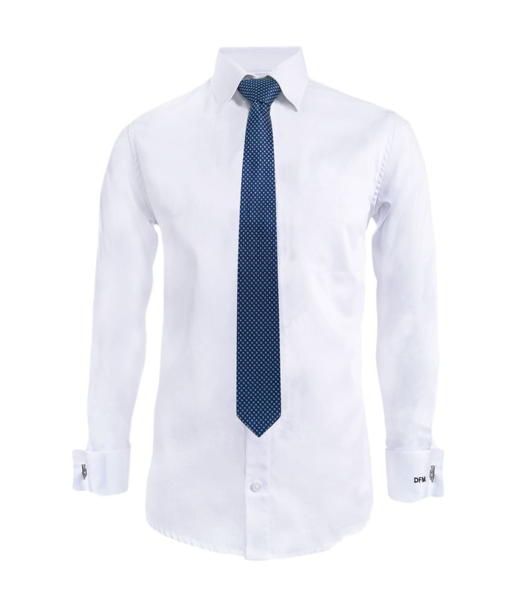 Camisa formal blanca puño para mancornas iniciales bordadas para hombre XS a 10XL