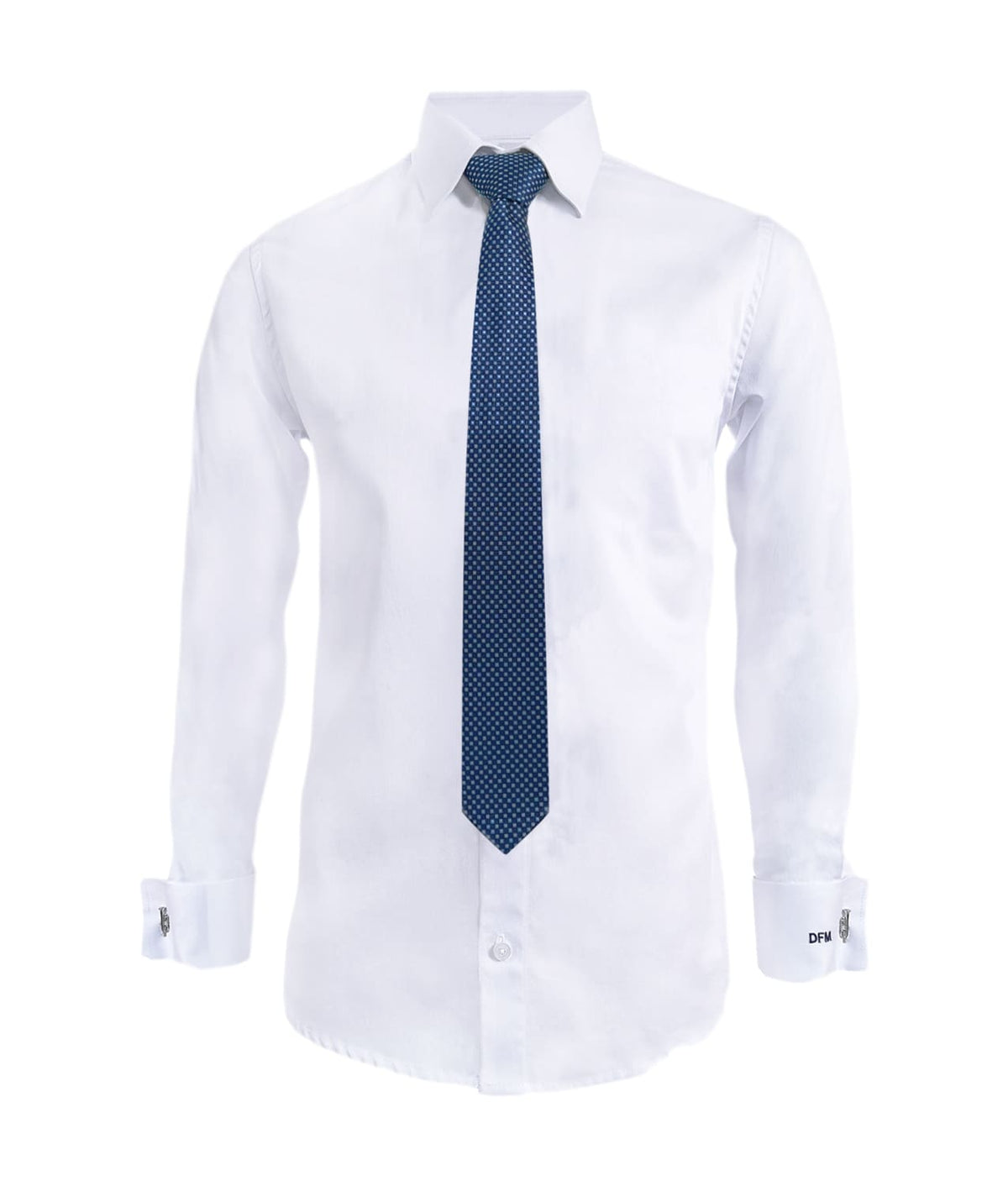 Camisa formal blanca puño para mancornas iniciales bordadas para hombre XS a 10XL