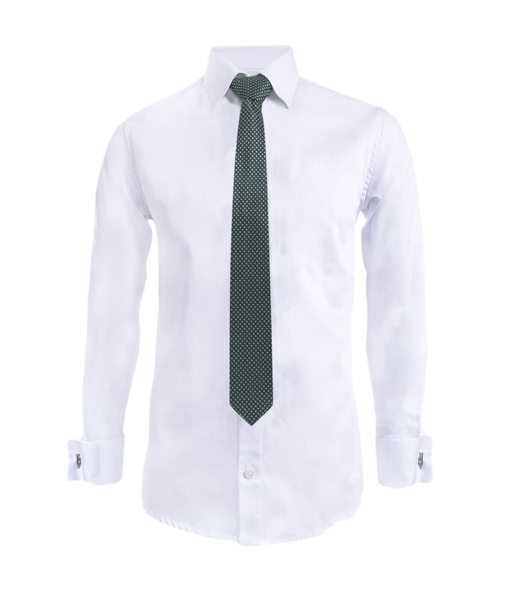 Camisa formal blanca puño para mancornas manga larga hombre XS a 10XL