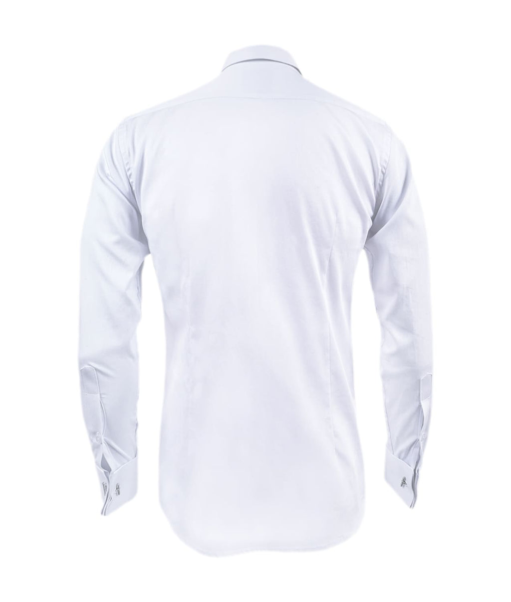 Camisa formal blanca puño para mancornas iniciales bordadas para hombre XS a 10XL