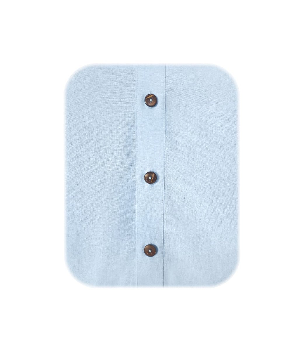 Camisa azul con capota amplia en 100% lino trabilla en manga larga hombre XS a 10XL