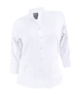Camisa blusa lino blanca ocasión casual manga 3/4 para mujer XS a 10XL