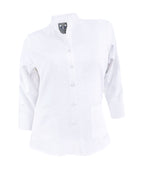 Camisa blusa lino blanca ocasión casual manga 3/4 para mujer XS a 10XL