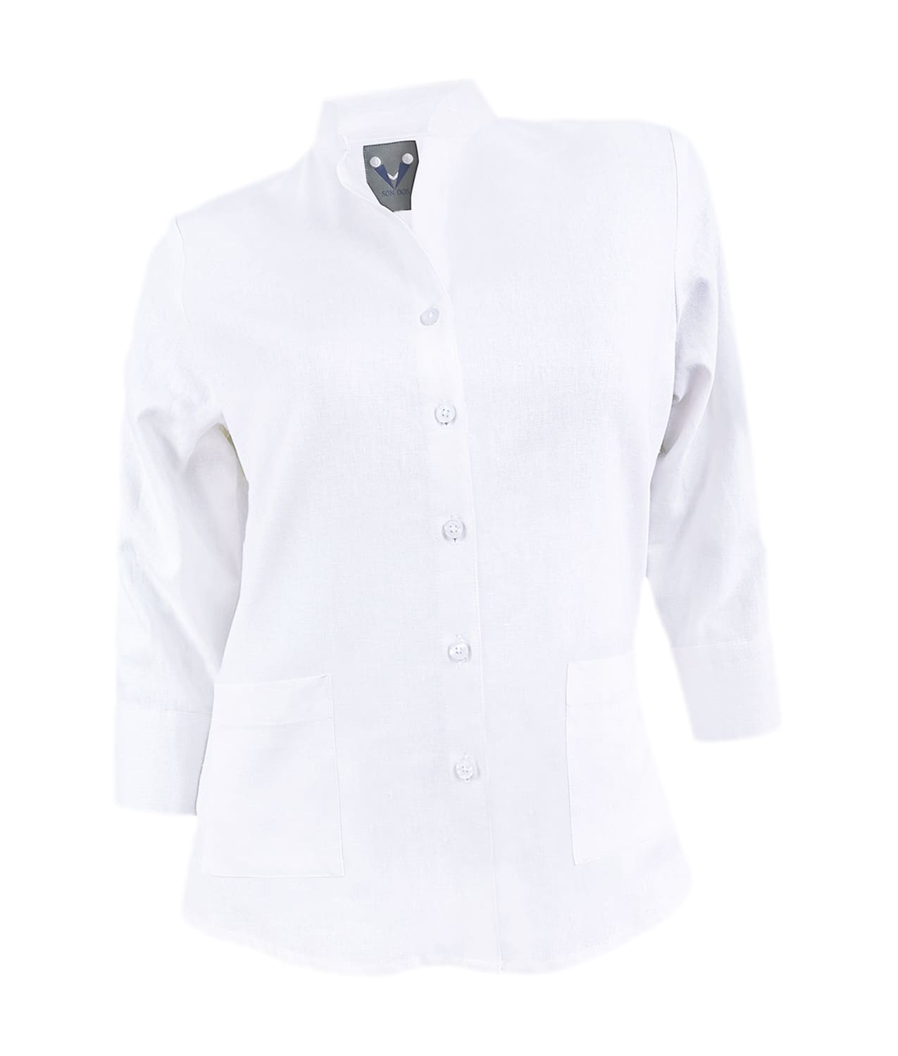Camisa blusa lino blanca ocasión casual manga 3/4 para mujer XS a 10XL