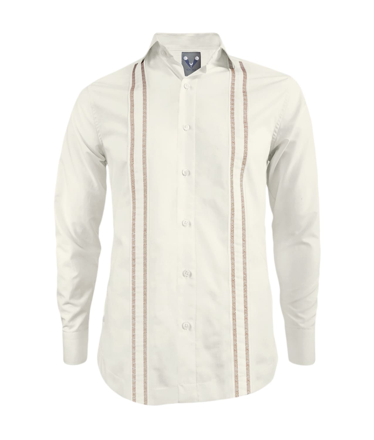 Camisa guayabera marfil en algodón bordada sin bolsillos slim fit hombre XS a 10XL