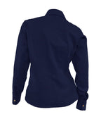Camisa blusa lino azul oscuro casual manga larga para mujer XS a 10XL