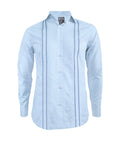 Camisa guayabera en algodon azul claro bordada sin bolsillos manga larga XS a 10XL