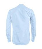 Camisa guayabera en algodon azul claro bordada sin bolsillos manga larga XS a 10XL