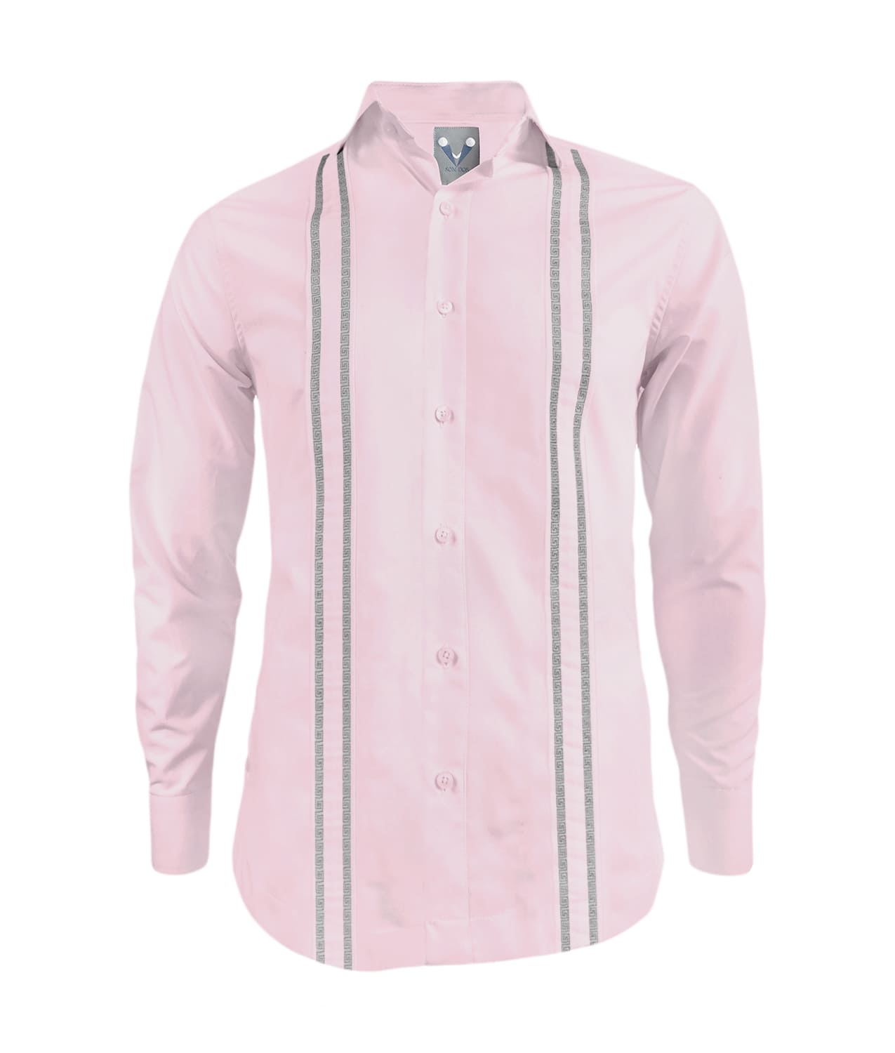 Camisa guayabera rosada en algodón sin bolsillos bordada slim fit hombre XS a 10XL