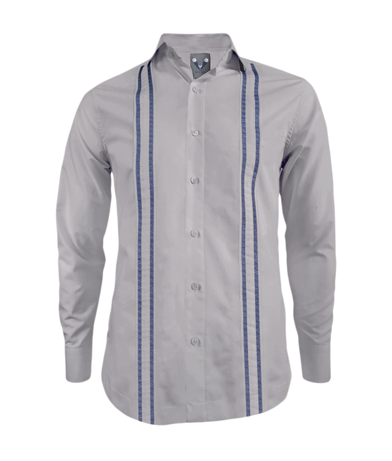 Camisa guayabera gris en algodón bordada sin bolsillos hombre XS a 10XL