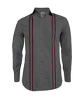 Camisa guayabera gris oscuro en algodón sin bolsillos bordada manga larga XS a 10XL