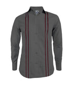 Camisa guayabera gris oscuro en algodón sin bolsillos bordada manga larga XS a 10XL