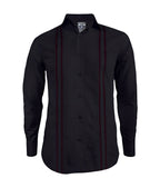 Camisa guayabera en algodón negra bordada sin bolsillos manga larga XS a 10XL