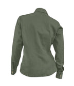 Camisa blusa verde hoja en 100% lino con botonadura escondida manga larga mujer XS a 10XL