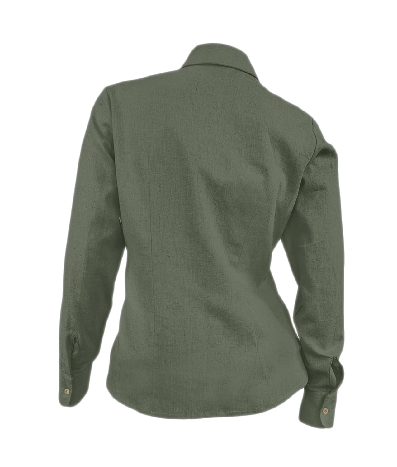 Camisa blusa verde hoja en 100% lino con botonadura escondida manga larga mujer XS a 10XL