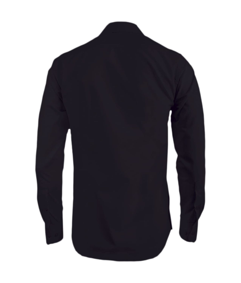 Guayabera alforzas negra con 2 bolsillos manga larga hombre XS a 10XL