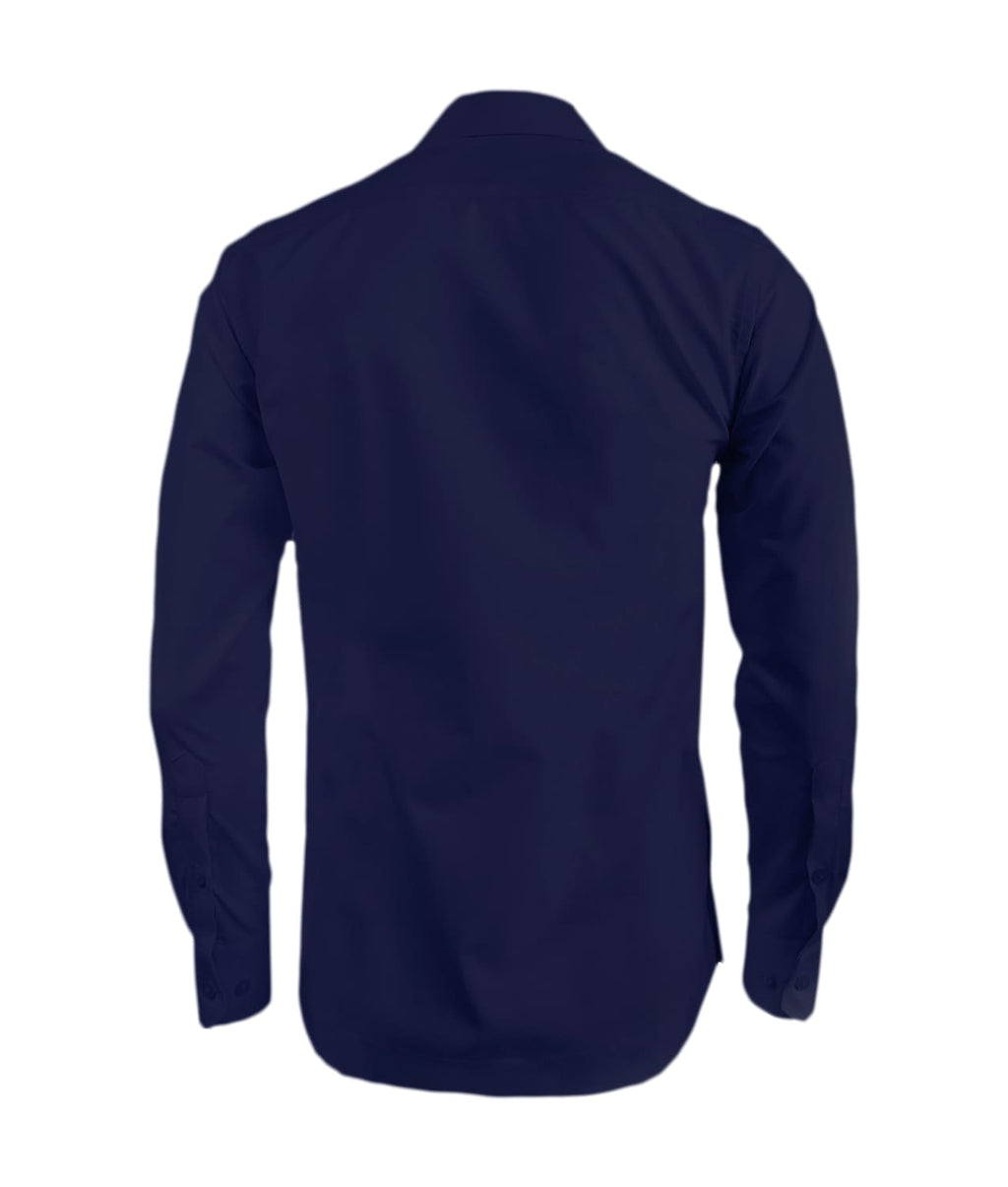Guayabera alforzas azul oscuro con 2 bolsillos manga larga hombre XS a 10XL