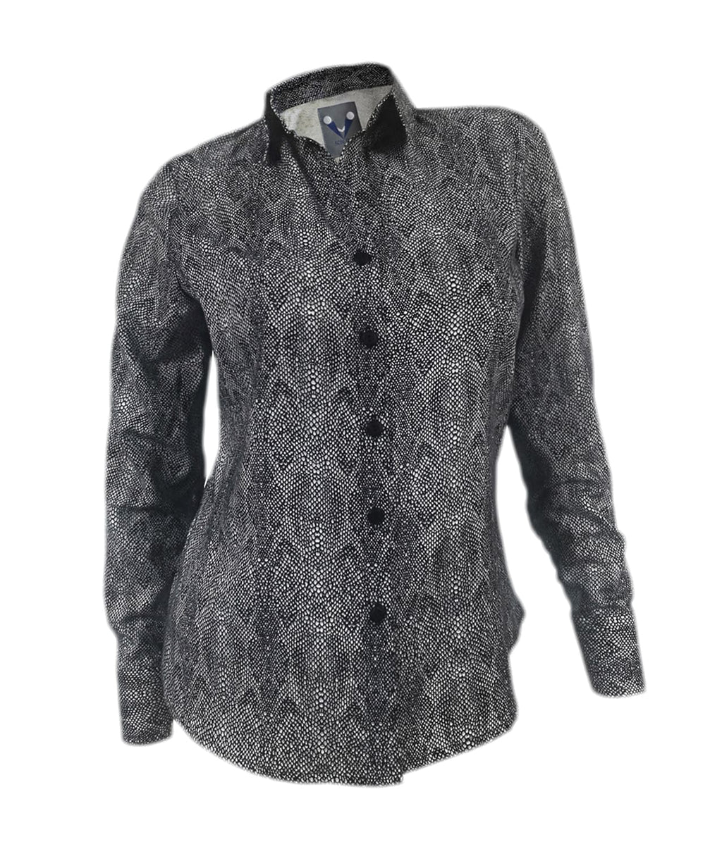 Camisa blusa gris estampado animal print manga larga mujer XS a 10XL