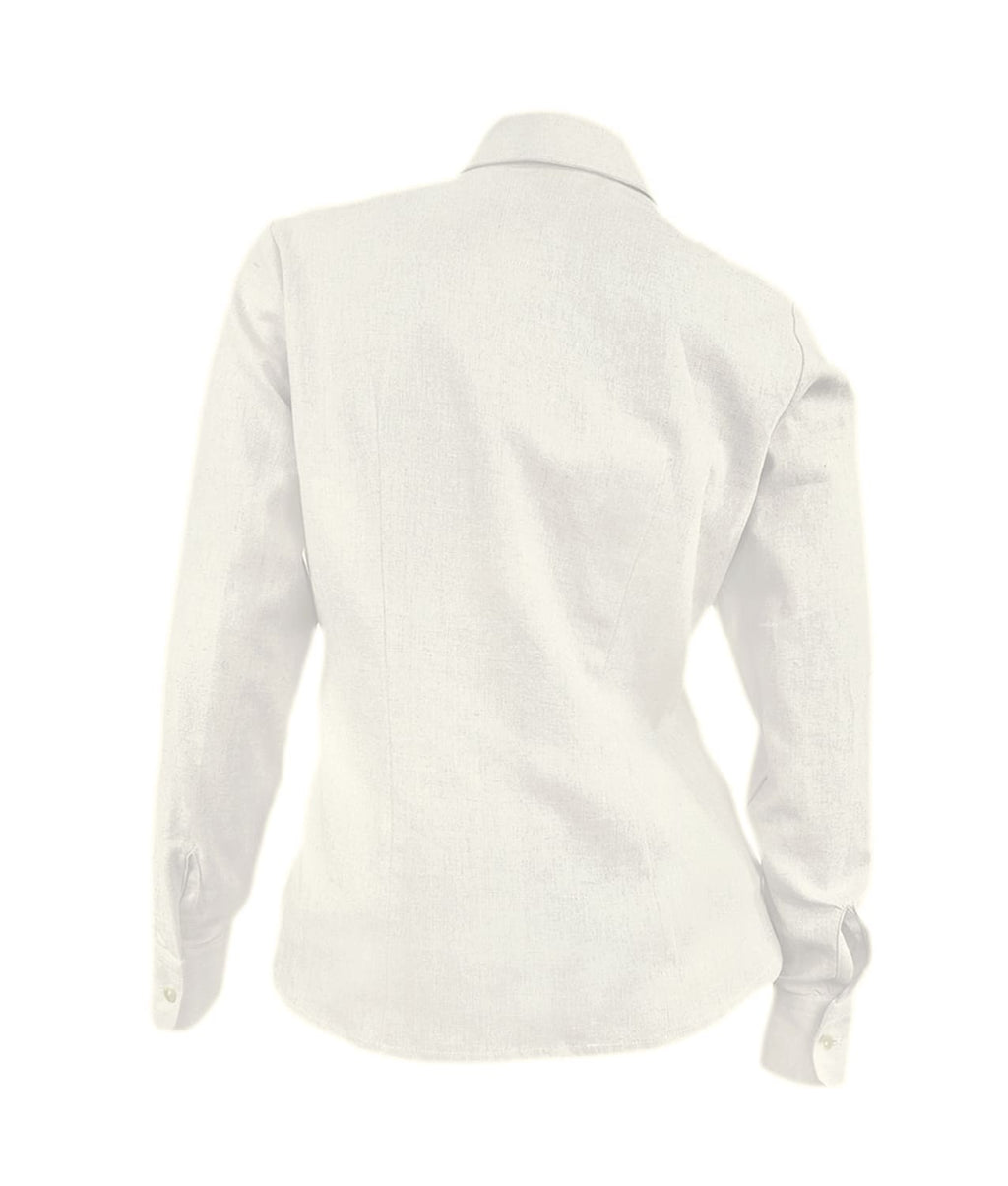 Camisa blusa botones artesanales color marfil en 100% lino oficina mujer XS a 10XL
