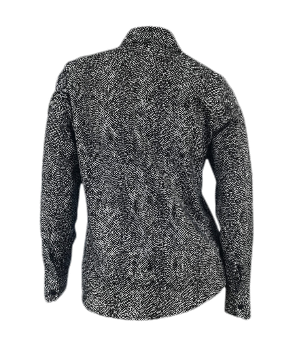Camisa blusa gris estampado animal print manga larga mujer XS a 10XL