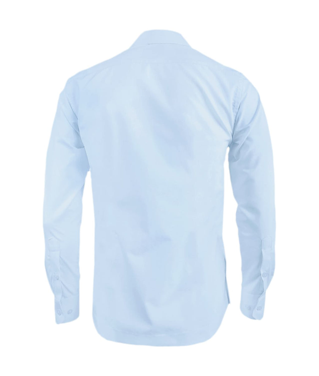 Guayabera alforzas azul claro con 2 bolsillos manga larga hombre XS a 10XL