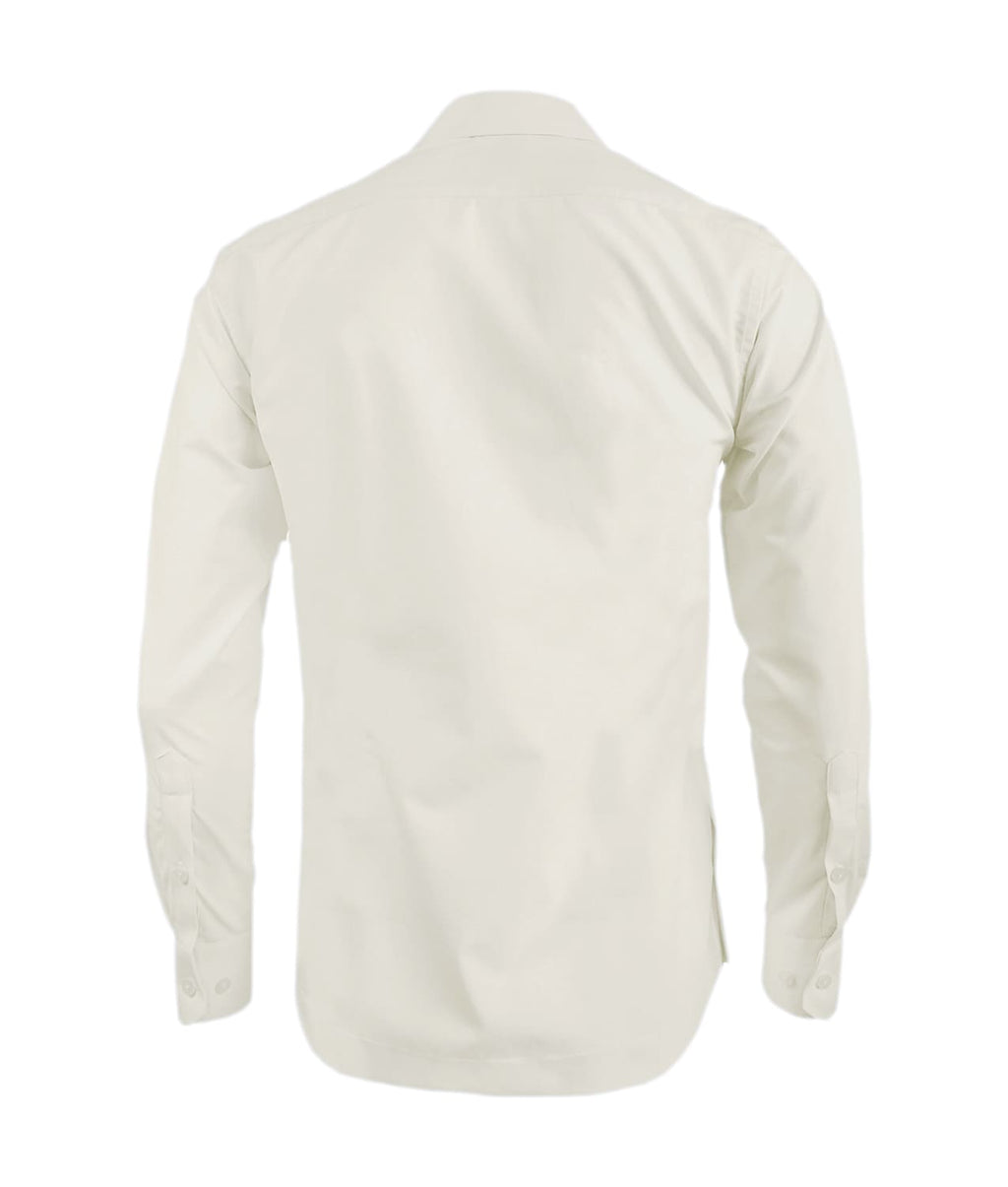 Guayabera alforzas marfil con 2 bolsillos manga larga hombre XS a 10XL