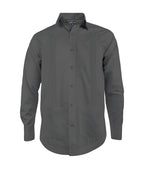 Guayabera alforzas gris oscuro con 2 bolsillos manga larga hombre XS a 10XL