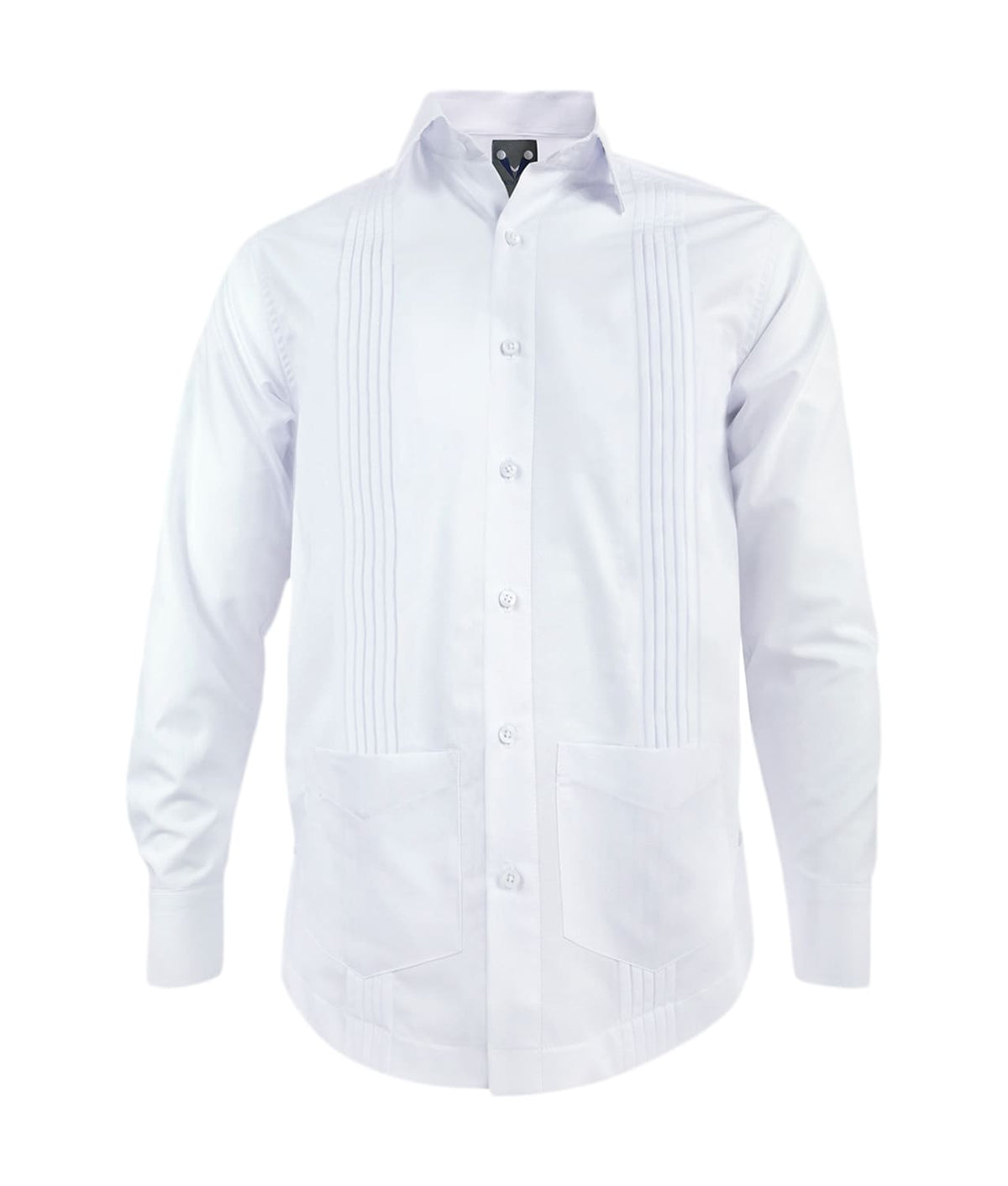 Camisa guayabera alforzas blanca con 2 bolsillos manga larga hombre XS a 10XL