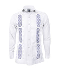 Camisa guayabera lino blanco con bolsillos bordada manga larga XS a 10XL