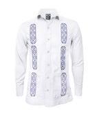 Camisa guayabera lino blanco con bolsillos bordada manga larga XS a 10XL