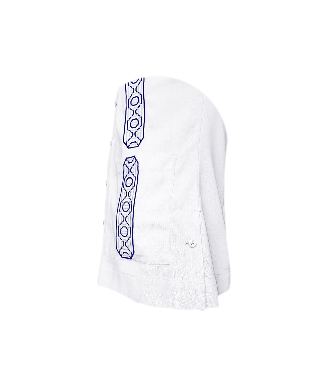 Camisa guayabera lino blanco con bolsillos bordada manga larga XS a 10XL