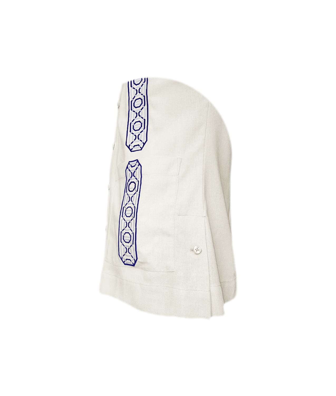 Camisa guayabera lino marfil con bolsillos bordada manga larga XS a 10XL