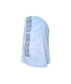 Camisa guayabera lino azul con bolsillos bordada manga larga XS a 10XL