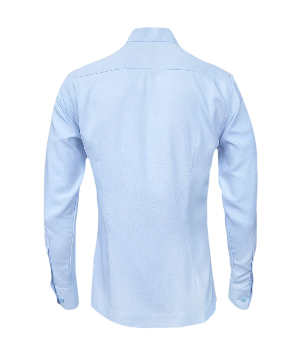 Camisa guayabera lino azul con bolsillos bordada manga larga XS a 10XL
