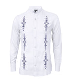 Camisa guayabera lino blanco bordada manga larga hombre XS a 10XL