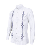 Camisa guayabera lino blanco bordada manga larga hombre XS a 10XL
