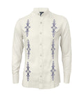 Camisa guayabera lino marfil bordada manga larga hombre XS a 10XL